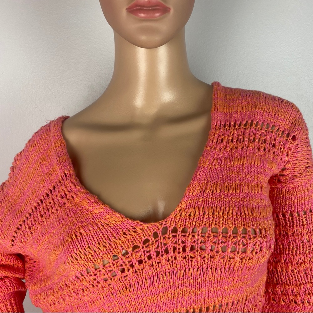NEW FREE PEOPLE OPEN STITCH KNIT V-NECK SWEATER - Picture 4 of 8